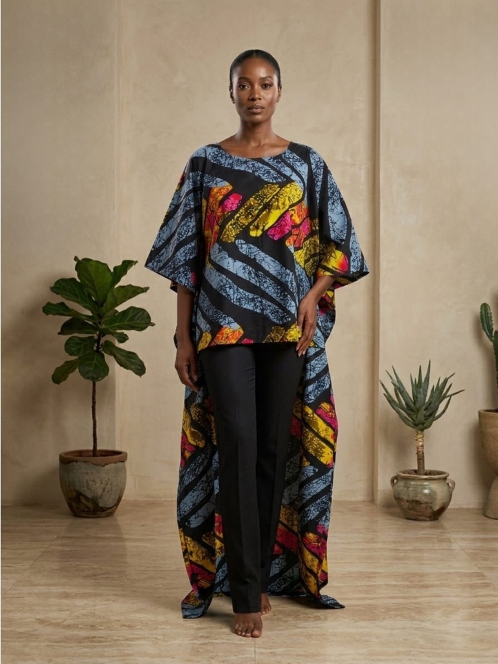 Bold Multicolor African High/Low Top - Picture 2 of 14